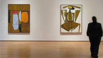 Early paintings by Robert Motherwell hang at the Museum of Modern Art's exhibit, 'Abstract Expressionist New York."